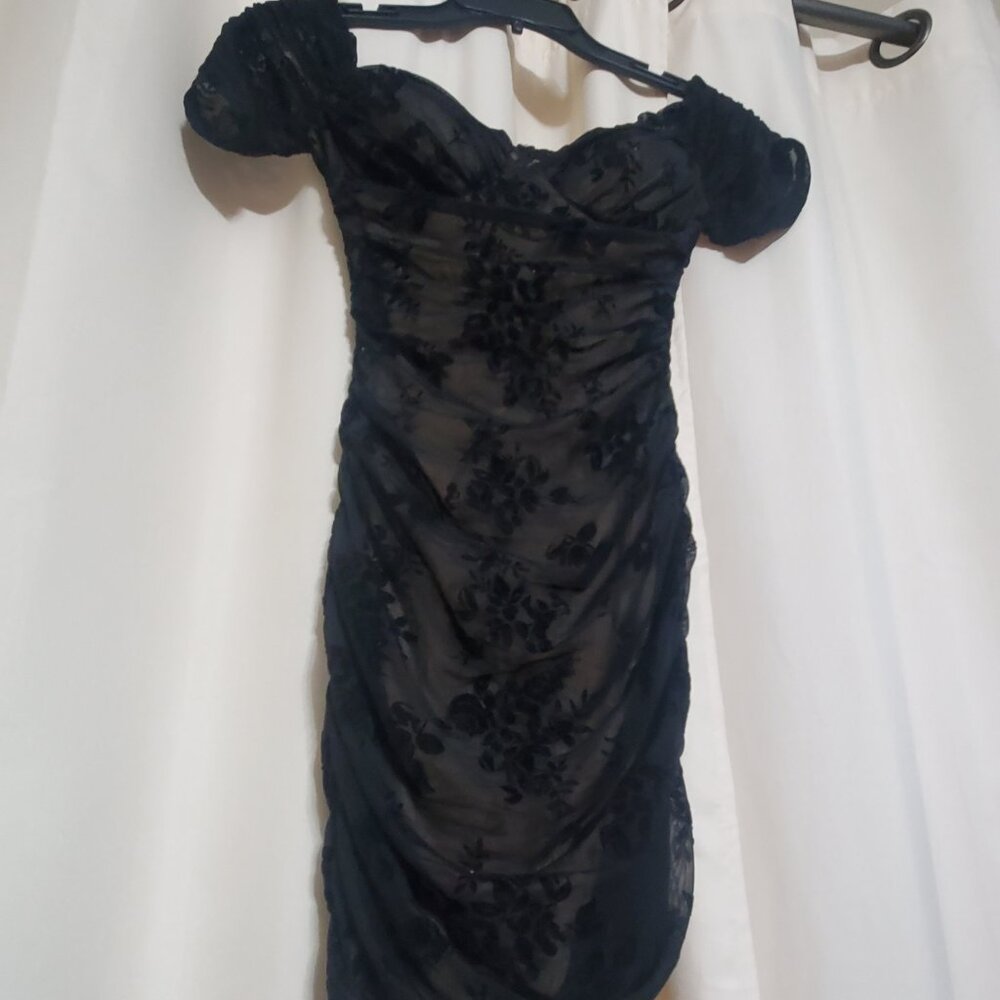 Black lace mini dress